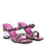 KRYPTON Clear Block Heeled Marble Print Slides