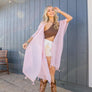 Pom Trimmed Jacquard Kimono