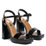Merengue Metallic High Block Heel Sandal
