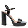 Merengue Metallic High Block Heel Sandal