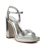 Merengue Metallic High Block Heel Sandal