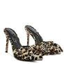 Joelle High Heel Bow Tie Leopard Print Mules