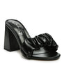 Noie Mid Block Heel Pleated Strap Sandals