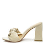 Noie Mid Block Heel Pleated Strap Sandals