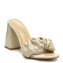 Noie Mid Block Heel Pleated Strap Sandals