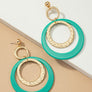 Hammered metal and acrylic hoop drop earrings