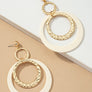 Hammered metal and acrylic hoop drop earrings