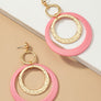 Hammered metal and acrylic hoop drop earrings