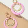 Hammered metal and acrylic hoop drop earrings