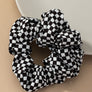 check pattern soft satin hair scrunchies