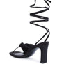CHASM RUCHED SATIN TIE UP BLOCK HEELED SANDALS