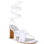 CHASM RUCHED SATIN TIE UP BLOCK HEELED SANDALS