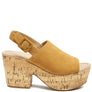 VENDELA LEATHER SLINGBACK PLATFORM SANDAL IN TAN