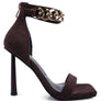 LAST SIP HEELED FAUX SUEDE CHAIN STRAP SANDAL