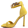 LAST SIP HEELED FAUX SUEDE CHAIN STRAP SANDAL