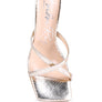 MURIEL CROC CROSS STRAP SLIDER SANDALS