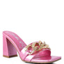 PLAYDOLL METAL CHAIN DETAIL BLOCK HEEL SANDAL