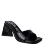 TRINITY TRIANGLE BLOCK HEELED CROC SANDALS