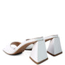TRINITY TRIANGLE BLOCK HEELED CROC SANDALS