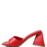 TRINITY TRIANGLE BLOCK HEELED CROC SANDALS