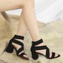 BENICIA ELASTIC STRAPPY BLOCK HEEL SANDALS