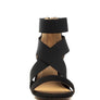BENICIA ELASTIC STRAPPY BLOCK HEEL SANDALS