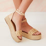 BELOVED ROCKSTUD STRAP ESPADRILLES WEDGE HEELS GREY Size 6