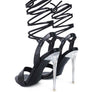 SHEENY CLEAR STILETTO LACE UP SANDAL