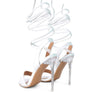 SHEENY CLEAR STILETTO LACE UP SANDAL