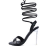 SHEENY CLEAR STILETTO LACE UP SANDAL