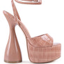 DROP DEAD PATENT CROC ULTRA HIGH PLATFORM SANDALS