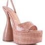 DROP DEAD PATENT CROC ULTRA HIGH PLATFORM SANDALS