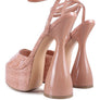 DROP DEAD PATENT CROC ULTRA HIGH PLATFORM SANDALS