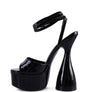 DROP DEAD PATENT CROC ULTRA HIGH PLATFORM SANDALS