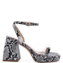 SUCH FLIRT SNAKE PATTERN BLOCK HEELED SANDALS