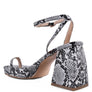 SUCH FLIRT SNAKE PATTERN BLOCK HEELED SANDALS