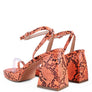 SUCH FLIRT SNAKE PATTERN BLOCK HEELED SANDALS
