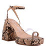 SUCH FLIRT SNAKE PATTERN BLOCK HEELED SANDALS