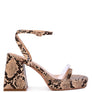 SUCH FLIRT SNAKE PATTERN BLOCK HEELED SANDALS