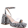 SUCH FLIRT SNAKE PATTERN BLOCK HEELED SANDALS
