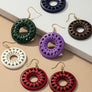 NEW COLORS Cutout wood circle drop earrings