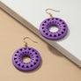 NEW COLORS Cutout wood circle drop earrings