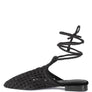 TUTSI HANDWOVEN HONEYCOMB COTTON TIE UP MULE FLATS