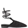 TUTSI HANDWOVEN HONEYCOMB COTTON TIE UP MULE FLATS