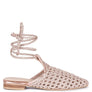 TUTSI HANDWOVEN HONEYCOMB COTTON TIE UP MULE FLATS