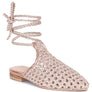TUTSI HANDWOVEN HONEYCOMB COTTON TIE UP MULE FLATS
