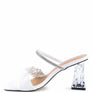 DATE LOOK CLEAR HEEL RHINESTONE SANDALS