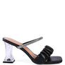 DATE LOOK CLEAR HEEL RHINESTONE SANDALS