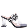 CITY GIRL PRINTED MID HEEL SLIDE SANDALS