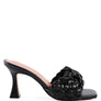 CELIE WOVEN STRAP MID HEEL SANDALS